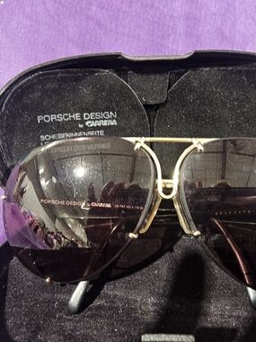 Porsche Design Gold Frame Sunglasses with Purple-Tinted Lenses